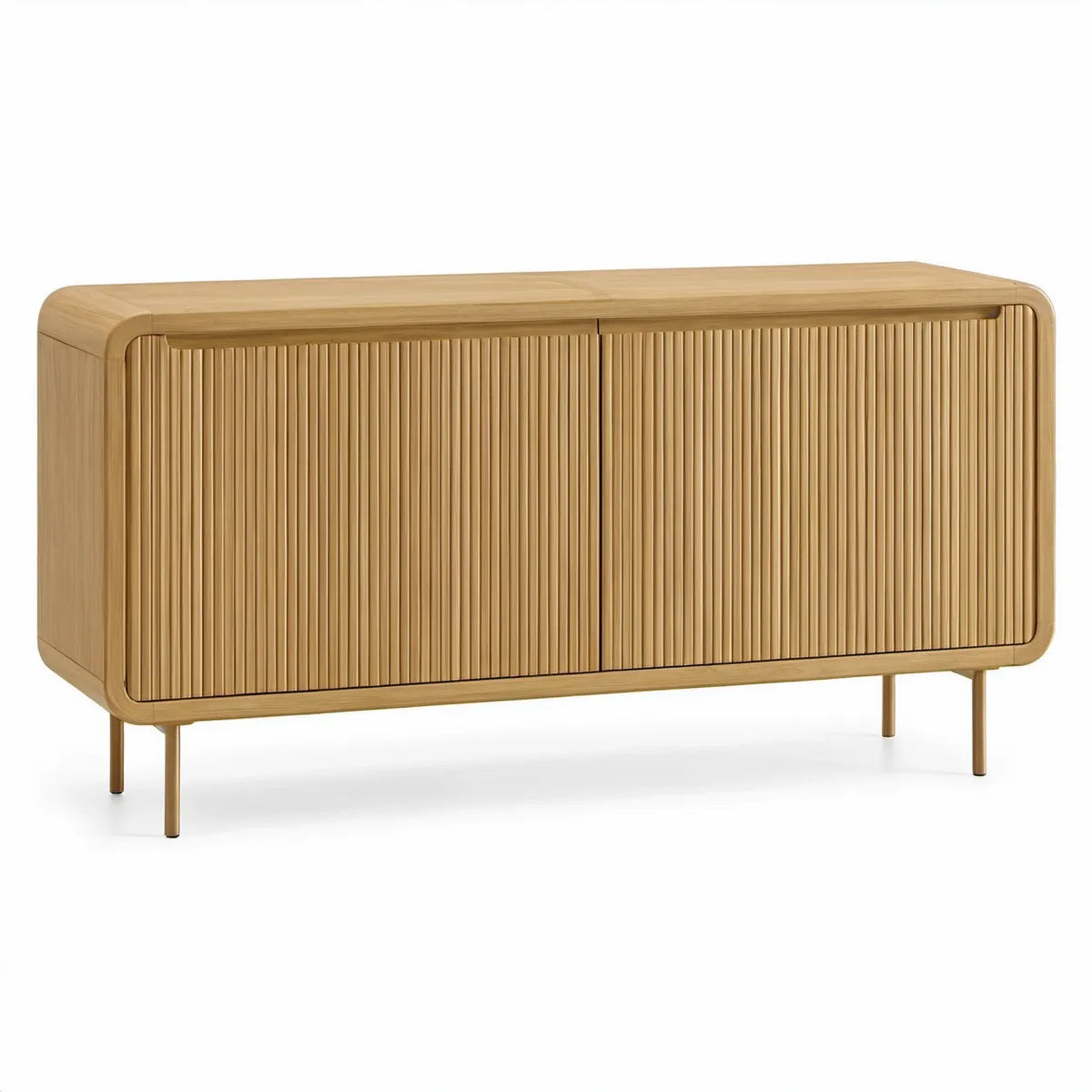 Příborník se 2 posuvnými dvířky, MDF s dubovou dýhou, přírodní dub, 160 × 40 × 80 cm